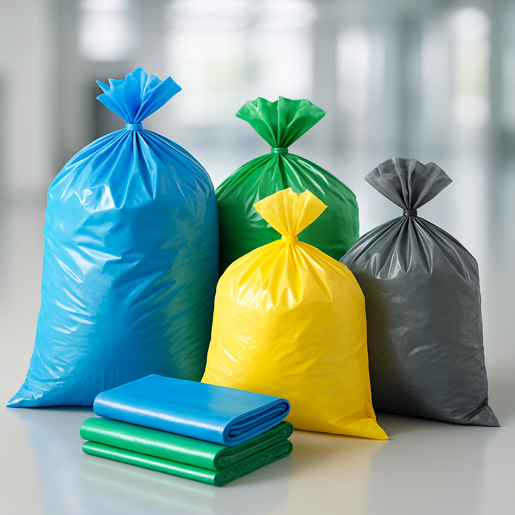 Sacos plásticos para lixo coloridos para coleta seletiva